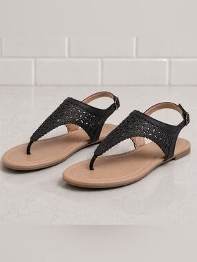 NEW Dream Pairs Women’s Black Rhinestone Sandals, Size 5
